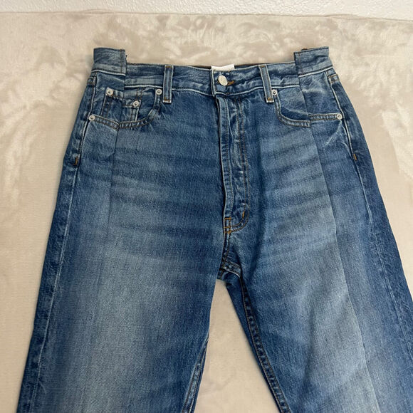 Revolve EB Denim Jeans Womens 26 Split Hem Button Fly Asymmetrical Retro USA NWT - Picture 2 of 14